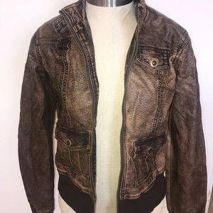 Distressed Brown Moto Jacket